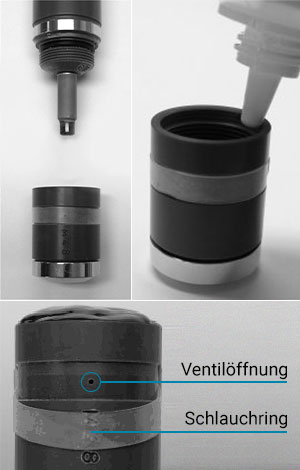 Befüllung der Membrankappe des FCML-Sensors mit Elektrolyt