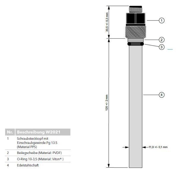 Pozess Widerstandsthermometer mit Schraubsteckkopf, Pt100, 12 bar